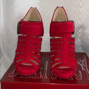 Red caged heels